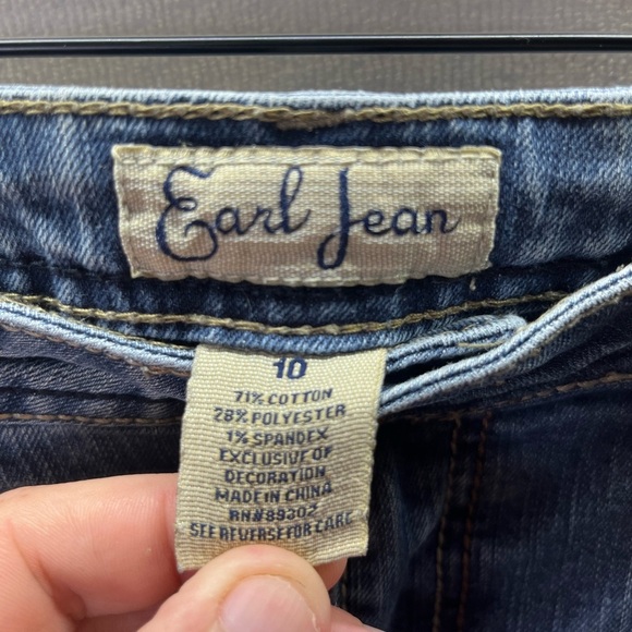 Earl Jeans Straight Leg Flap Pocket Womens 10 Blue Denim Embroidered 2233 - Picture 4 of 9